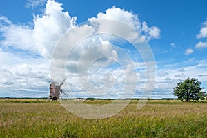 Traditional windmill on Swedish island Oland